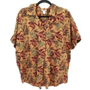 Duluth Organic Cotton Top Womens L Green Tropical Resort Vacation Travel Boho